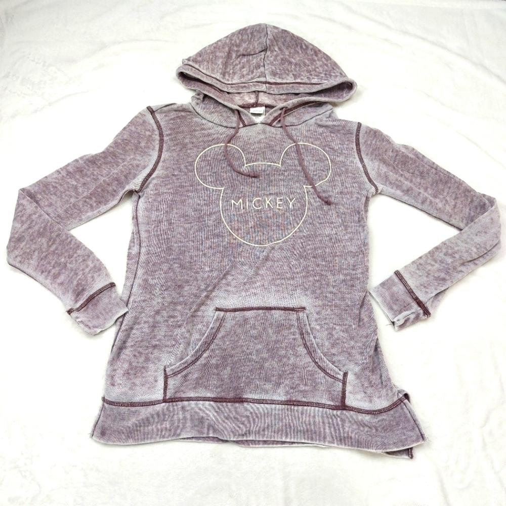 DISNEY WOMEN'S PURPLE METALLIC OUTLINED MICKEY MOUSE GAUZE HOODIE SIZE SMALL - Picture 1 of 10